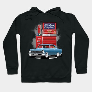 1967 Marina Blue Chevrolet Nova Garage Built Print Hoodie